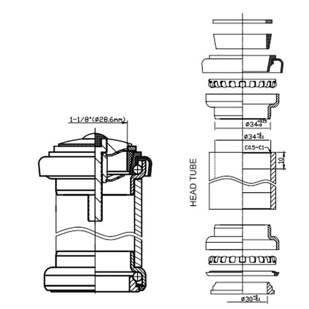 Vairo kolonėlė FORCE Ahead 1 1/8   (plieninė, juoda) 2