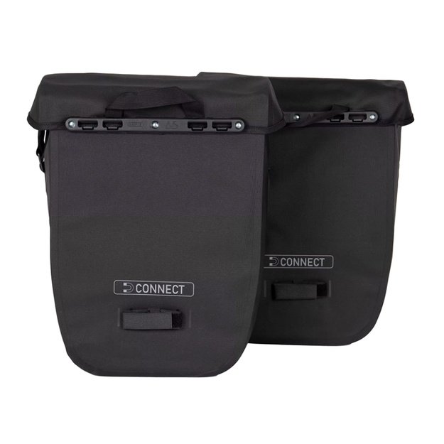 &Scaron;oninių krep&scaron;ių ant bagažinės komplektas AtranVelo Commuter Side WP // 2x 27L, 16x44x31 cm, Water-Proof (juoda) 
