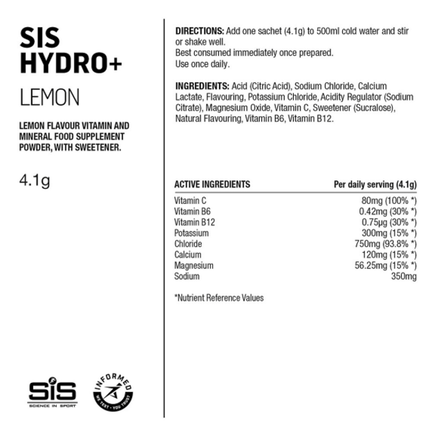 SIS GO Hydro+ Hydration milteliai Lemon 6 x 4,5g 1