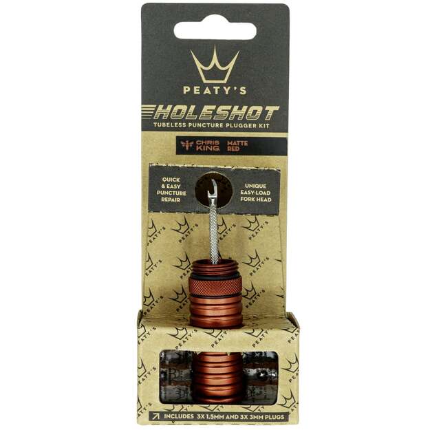 Bekamerinės sistemos remonto komplektas PEATY S HOLESHOT TUBELESS PUNCTURE PLUGGER KIT - RED (PPR-TPP-RED-12) 1