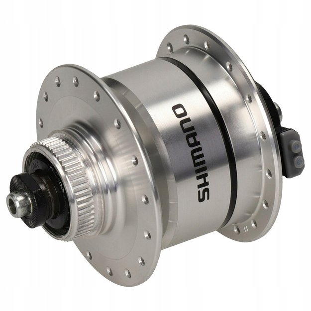 Stebulė su integruota dinama Shimano DH-3D72 // 6V - 3W // 36H, diskiniams CL, greitveržlė 2