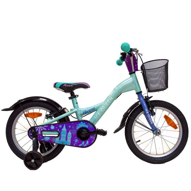 Vaikiškas dviratis 4KIDS Ice Queen 16  dydis 10  (25.5 cm) (aliuminis, žydra)