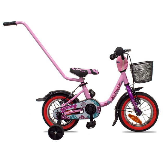 Vaikiškas dviratis 4KIDS Funzy Bunny 12  // plieninis (rožinė)