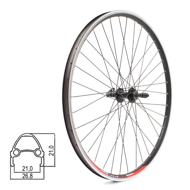 Galinis ratas Sunstart 27,5  // V-Brake, 36H, užsukamas žv. blokas, QR / greitveržlė, kniedytas, aliuminis