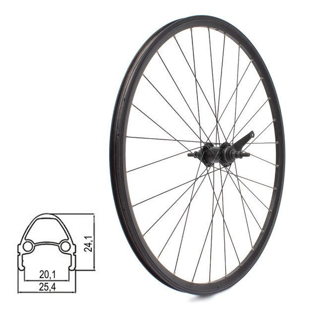 Galinis ratas ZLA-019 28/29  // kojinis stabdis/V-Brake, 28H, veržlės, kniedytas, dvigubas, aliuminis