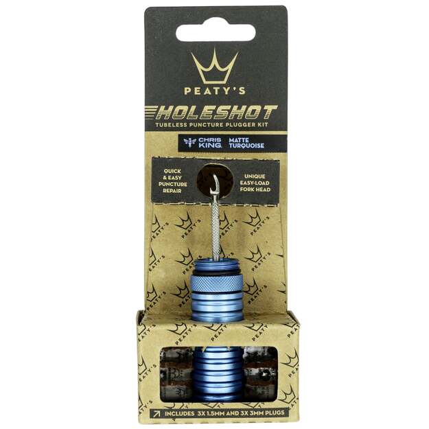 Bekamerinės sistemos remonto komplektas PEATY S HOLESHOT TUBELESS PUNCTURE PLUGGER KIT - TURQUOISE (PPR-TPP-TRQ-12) 1