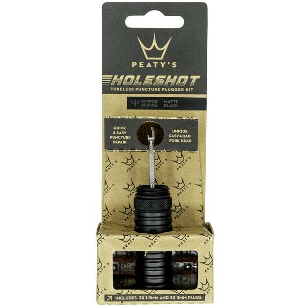Bekamerinės sistemos remonto komplektas PEATY S HOLESHOT TUBELESS PUNCTURE PLUGGER KIT - BLACK (PPR-TPP-BLK-12) 1
