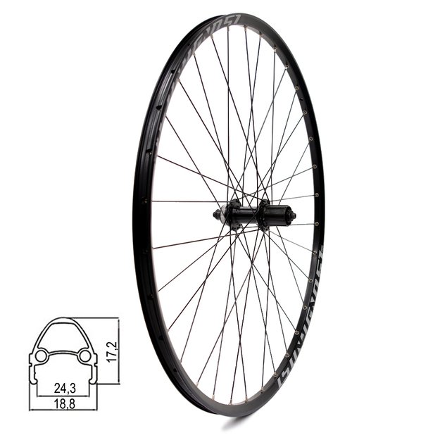 Galinis ratas 28  Rodi Ghost // 32H, diskiniams st. CenterLock, kasetė // greitveržlė, dvigubas, aliuminis, kniedytas