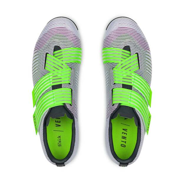 FIZIK SHOES VENTO POWERSTRAP AEROWEAVE LIGHT VIOLET - NEON GREEN (VER3PAR1C3F5D) 2
