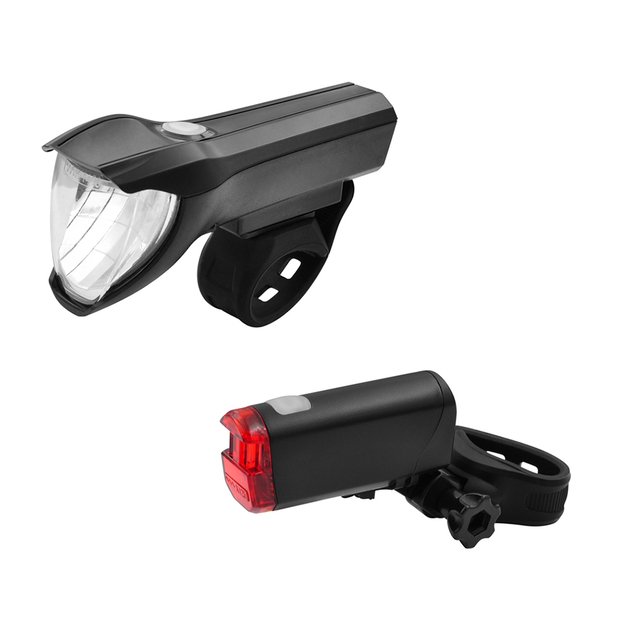 Žibintų komplektas Fischer LED // 40/20/10 Lux, pakraunamas ir su baterijomis