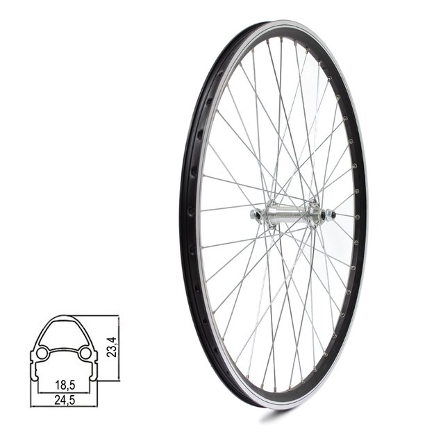 Priekinis ratas Dynamic 26  // V-Brake, 36H, veržlė, dvigubas, kniedytas, aliuminis