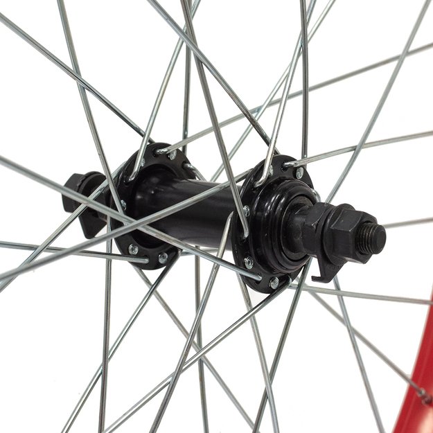 Galinis ratas 20  // V-Brake, 28H, užsukamam žvaigždžių blokui, viengubas, raudonas, aliuminis 1