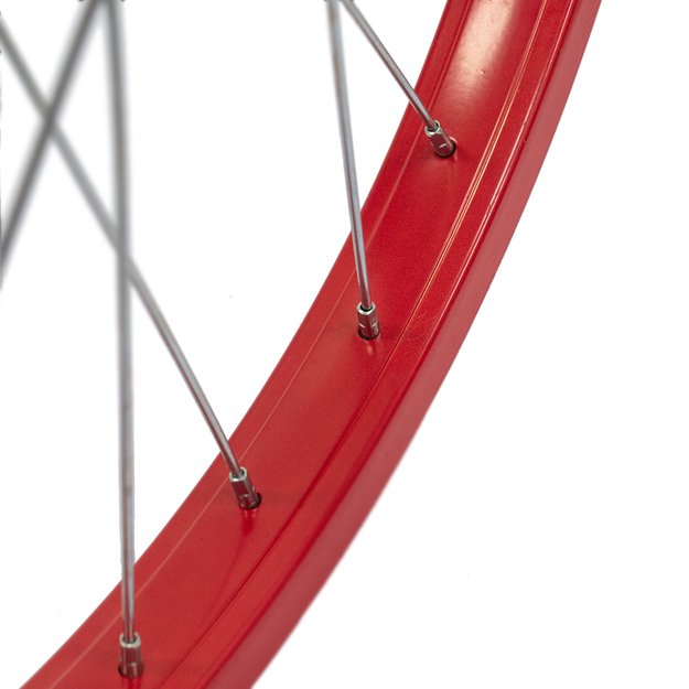 Galinis ratas 20  // V-Brake, 28H, užsukamam žvaigždžių blokui, viengubas, raudonas, aliuminis 2