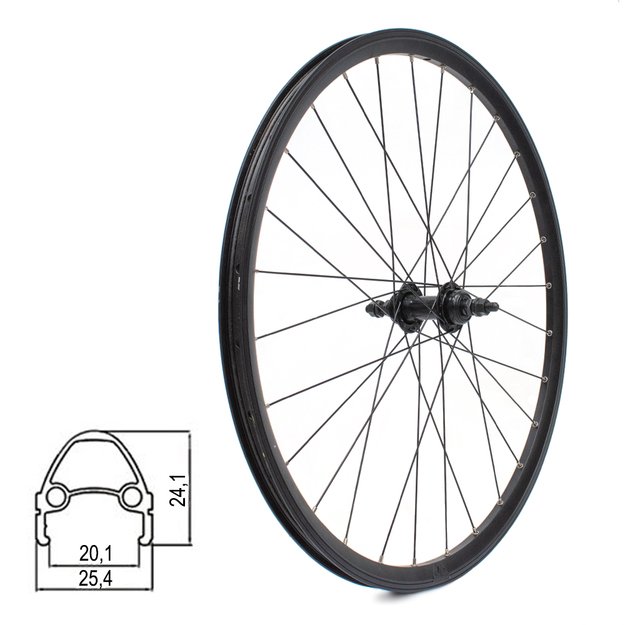 Galinis ratas ZLA-019 26  // V-Brake, 28H, užsukamam žvaigždžių blokui, veržlės, kniedytas, dvigubas, aliuminis