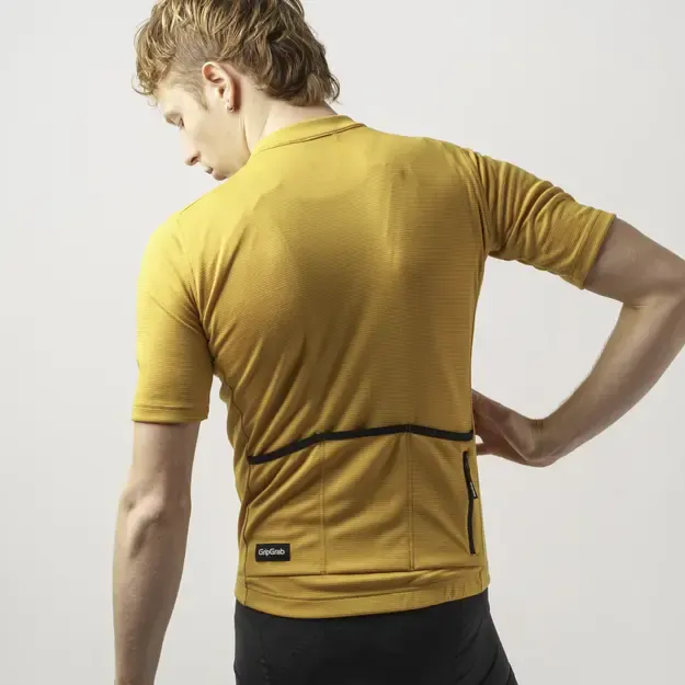 GripGrab EXPLR Merinotech vyriški marškinėliai | Mustard Yellow