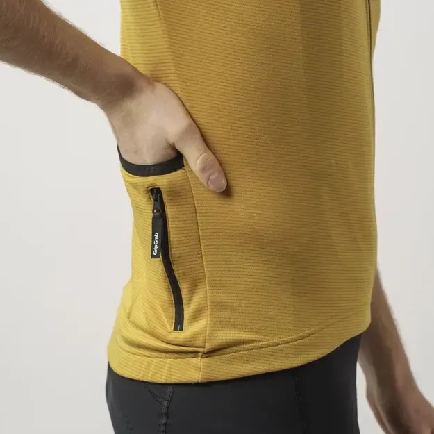 GripGrab EXPLR Merinotech vyriški marškinėliai | Mustard Yellow