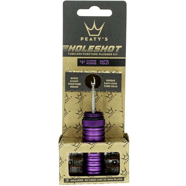 Bekamerinės sistemos remonto komplektas PEATY S HOLESHOT TUBELESS PUNCTURE PLUGGER KIT - VIOLET (PPR-TPP-VLT-12) 1