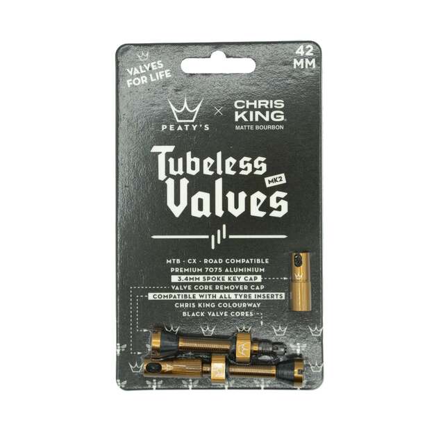 Bekamerinės sistemos ventiliai PEATY S X CHRIS KING (MK2) BOURBON TUBELESS VALVES 42MM (PTV2-42-BRB-12) 1