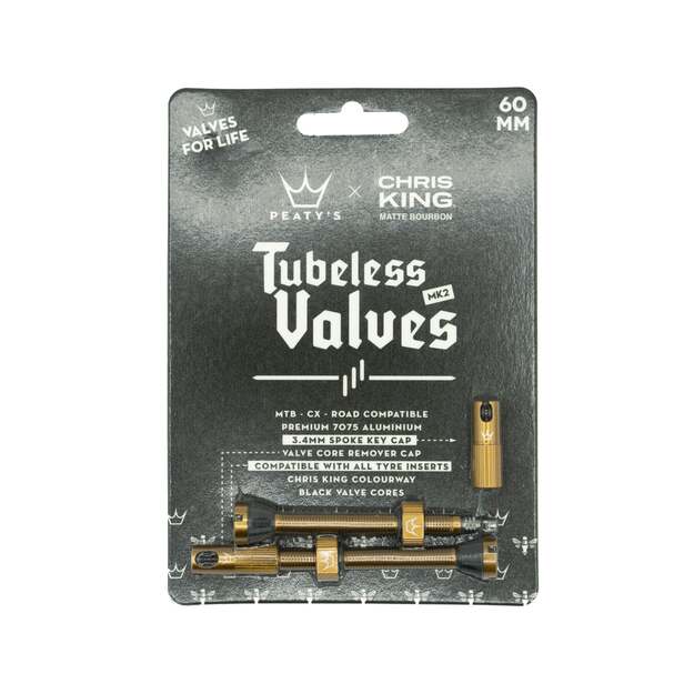 Bekamerinės sistemos ventiliai PEATY S X CHRIS KING (MK2) BOURBON TUBELESS VALVES 60MM (PTV2-60-BRB-12) 1
