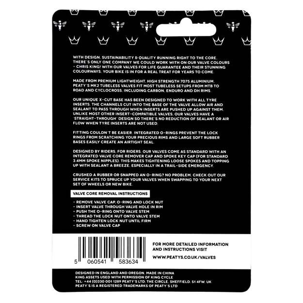 Bekameriniai ventiliai PEATY S X CHRIS KING (MK2) BOURBON TUBELESS VALVES - 80MM (PTV2-80-BRB-12) 2