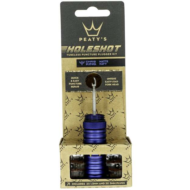 Bekamerinės sistemos remonto komplektas PEATY S HOLESHOT TUBELESS PUNCTURE PLUGGER KIT - NAVY (PPR-TPP-NVY-12) 1