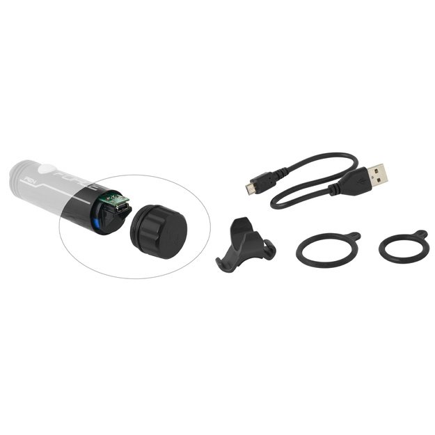 Priekinis žibintas FORCE Pen 200lm 1LED USB (juodas)