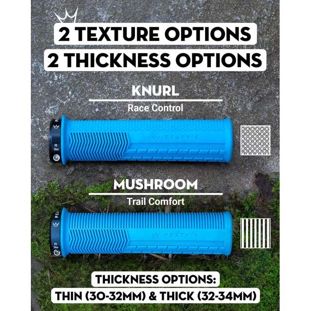 PEATY S GRIPS MONARCH KNURL THIN TURQUOISE (PGM-KNL-THN-TRQ-1) 1
