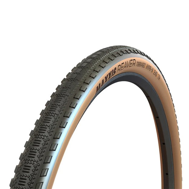 Padanga Maxxis Reaver HYPR-X TR 700 x 45C (45-622) // bekamerinė, sulankstoma, apsauga nuo pradūrimo EXO, Tanwall - juoda/ruda