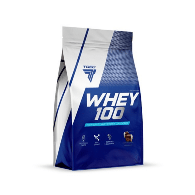 Baltymų milteliai TREC Whey 100, 900 g, dvigubo &scaron;okolado skonio