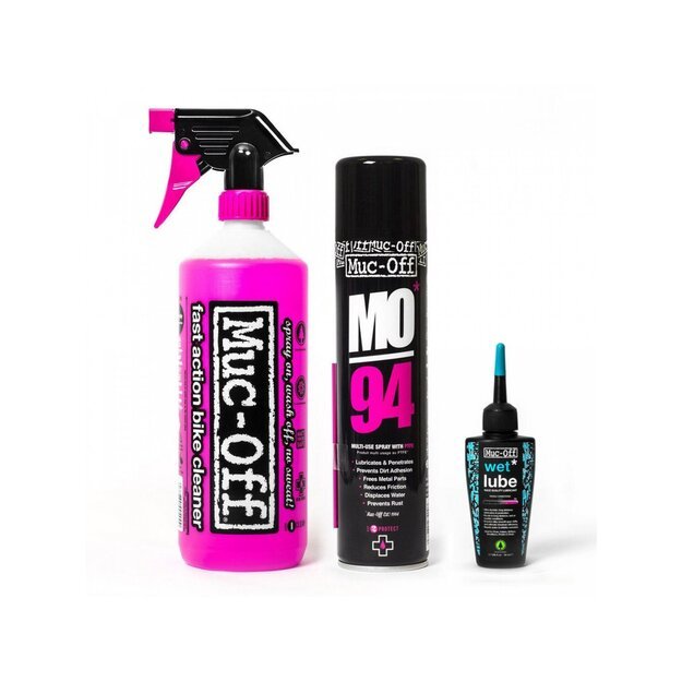 Dviračio priežiūros rinkinys Muc-Off Wash Protect and Wet Lube kit 1