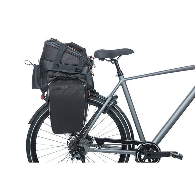 Dviračio krepšiai ant bagažinės BASIL MILES TARPAULIN TRUNKBAG XL Pro, 9-36L, juoda oranžinė MIK 5