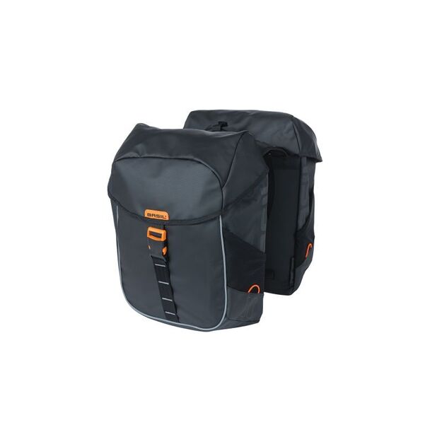 Dviračio krepšiai ant bagažinės BASIL MILES DOUBLE BAG, 34L, juoda oranžinė MIK.