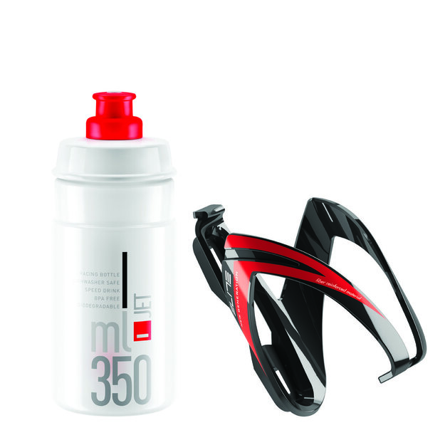 Gertuvė ir gertuvės laikiklis Elite Kit CEO skaidrus Red graphic + Bottle Jet 350ml