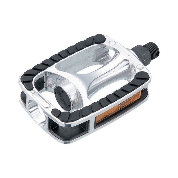 Pedalai FORCE su at&scaron;vaitais ir neslystančia gumine juosta (aliuminiai)