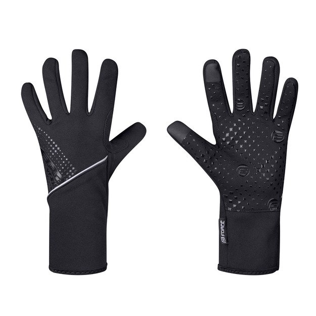Pirštinės FORCE VISION, softshell pavasaris/ruduo (juodos) dydis L