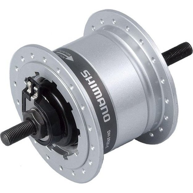 Priekinė stebulė, dinama Shimano SHIMANO 2R35-E, 6V 2.4W, 36H, (sidabrinė)