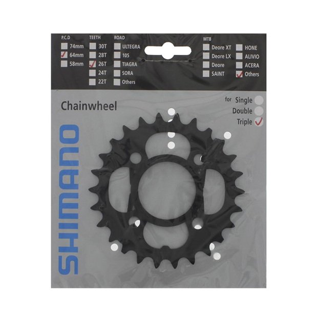 Priekinio bloko žvaigždė Shimano T521 26T 9 pavarų
