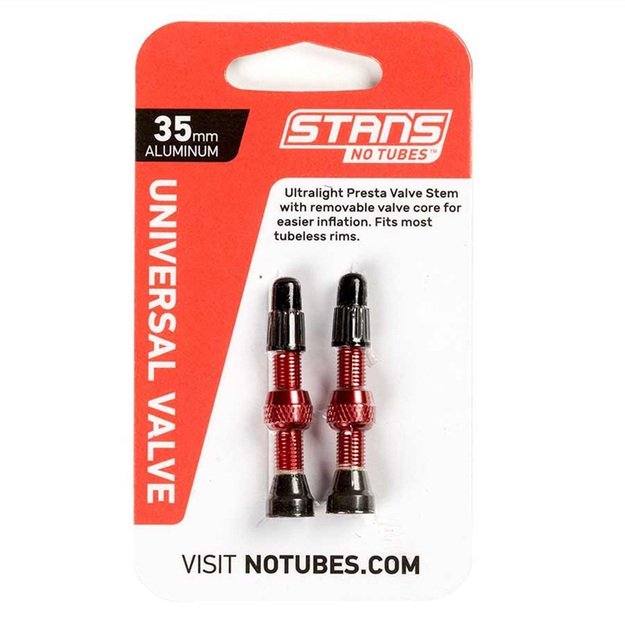 Ventiliai Stan s NoTubes bekamerinėms padangoms 35mm (raudoni)