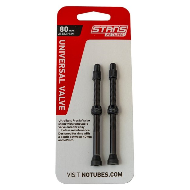 Ventiliai Stan s NoTubes bekamerinėms padangoms 80mm (juodi)