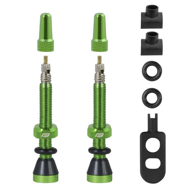 Ventilių komplektas FORCE bekamerinėms padangoms FV 44mm (žali)