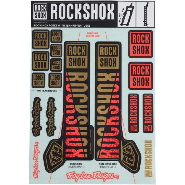 Lipdukai 00.4318.021.000 - ROCKSHOX DECAL KIT TLD 35MM GOLD/ORANGE