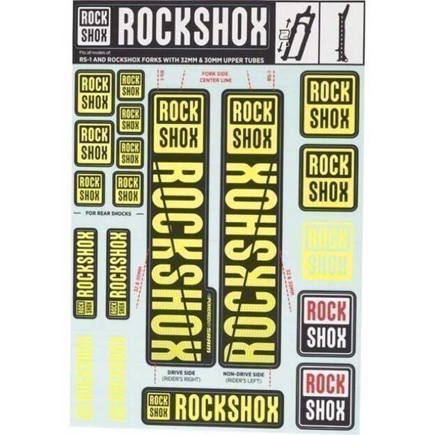 Amortizatorių lipdukai ROCKSHOX DECAL KIT 35MM NE01 YELLOW