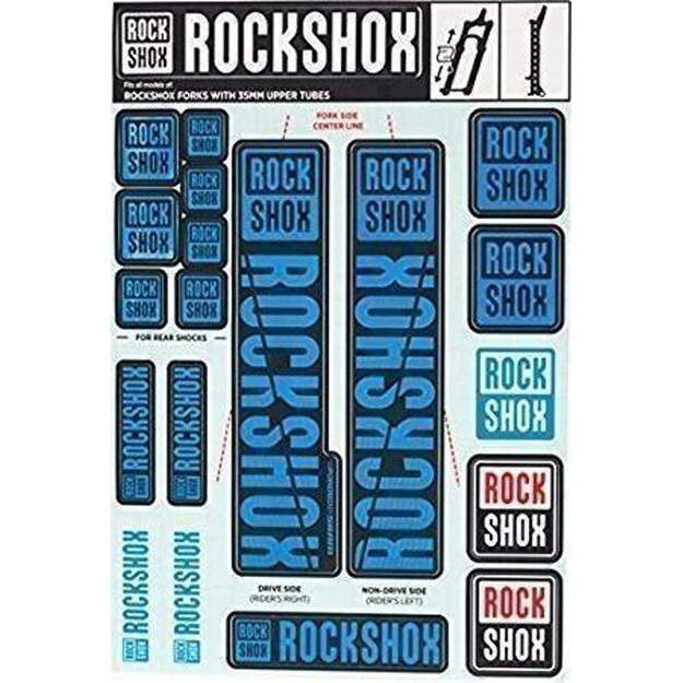 Amortizatorių lipdukai ROCKSHOX DECAL KIT 35MM WATER BLU