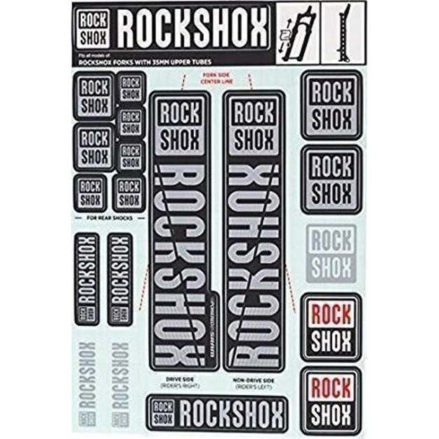 Amortizatorių lipdukai ROCKSHOX DECAL KIT 35MM POLAR GREY