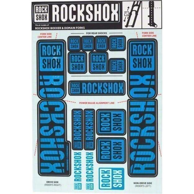 Amortizatorių lipdukai ROCKSHOX DECAL KIT 35MM DC WATER  BLU