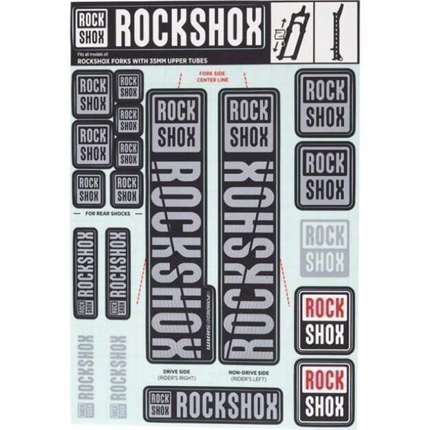 Amortizatorių lipdukai ROCKSHOX DECAL KIT 35MM DC POLAR GREY