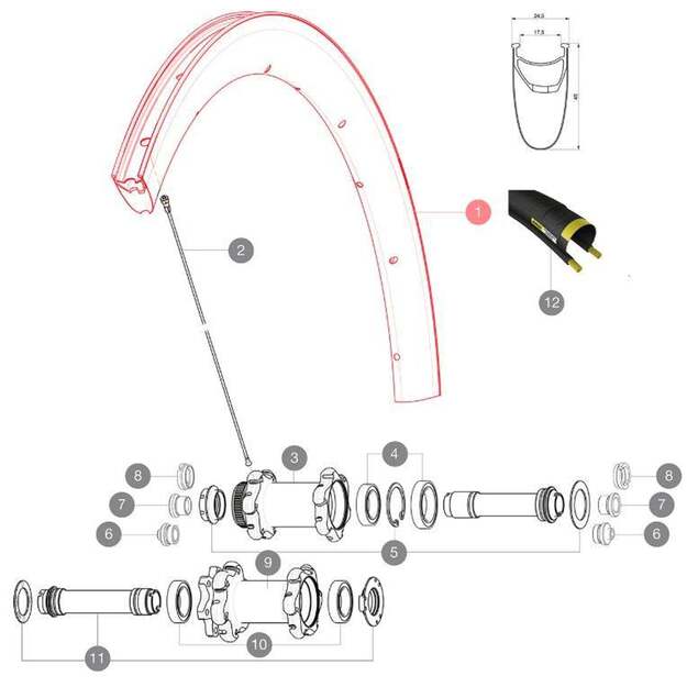 MAVIC KIT FRONT RIM COSMIC PRO CARBON DISC CLINCHER (V2407910)