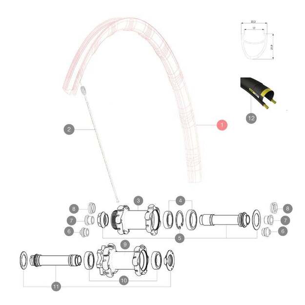 MAVIC KIT FRONT RIM KSYRIUM ELITE DISC (V2405910)