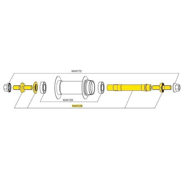 MAVIC REAR COMETE TRACK AXLE + ADJT.NUT + FORK SUPPORTS (M40128)