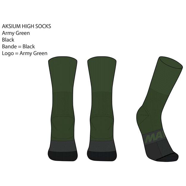 MAVIC SOCK AKSIUM HIGH ARMY GREEN CARBONE (G000283)